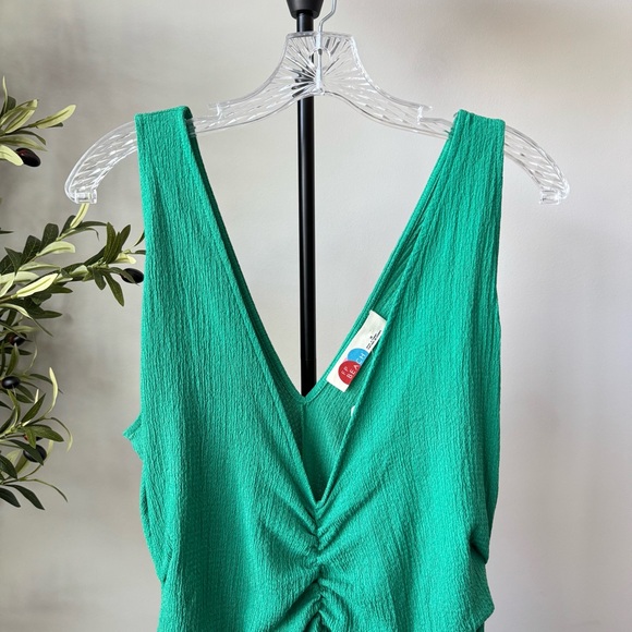 Free People Lyla Midi Dress Ruched Golf Green Medium - Picture 3 of 6